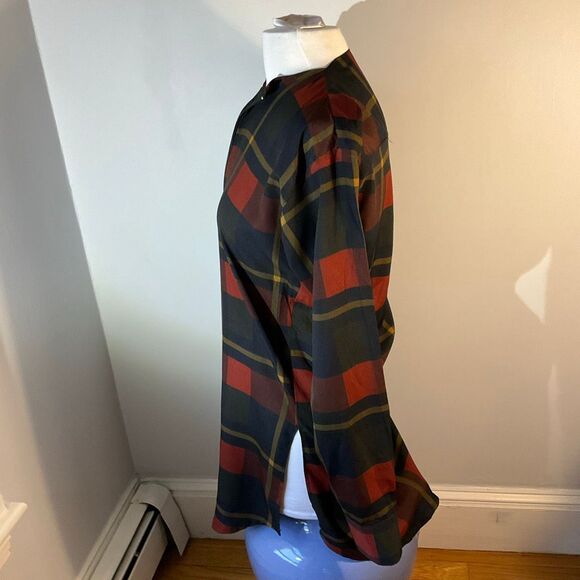 Plaid Zip up Overshirt, Small Evil Eye Zip Pull. Tunic. Dark Academia - Picture 5 of 11